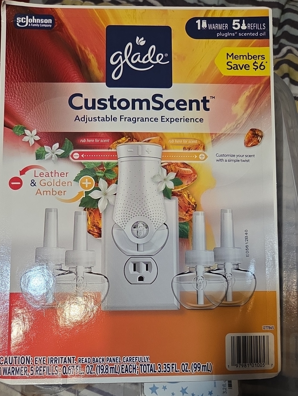Glade CustomScent Plug-In Warmer in White with Amber and Orange Accents